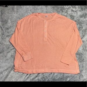 Oversized Double-Knit Crepe Henley Lounge Top
